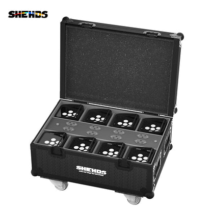 Rechargeable Flight Case（Silent Wheels） For 6/8/10 pcs 6x18W 6in1 RGBAW+UV Wireless Remote Control Wifi Battery Lighting