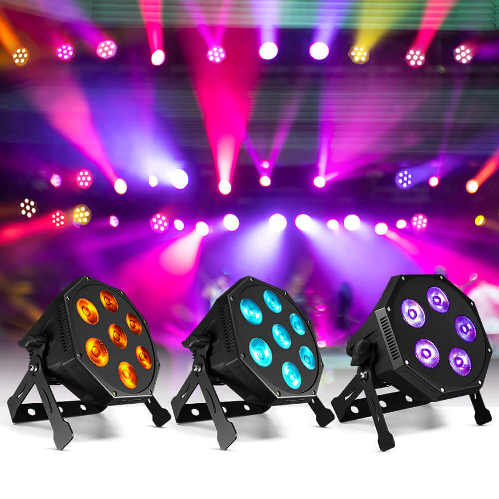 GlamoPar LED Lighting 7x12W RGBWA+UV&RGBLAC Color Mixing Intelligent Start stop Temperature Control For Wedding Concert