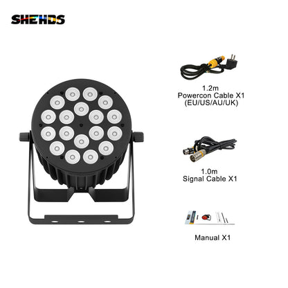 SHEHDS New Version Big Aluminum alloy LED 18x18W RGBWA+UV 6In1 PAR Light High Power Even Color Mixing For DJ Projector