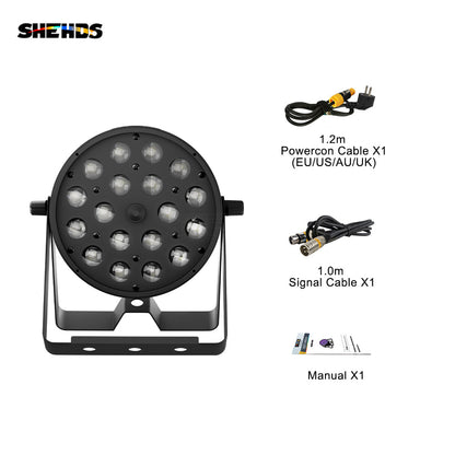 SHEHDS New Version Big Aluminum alloy LED Zoom&Wash Par 18x18W RGBWA UV 6in1 Light New light Sourcefor Party Night Club