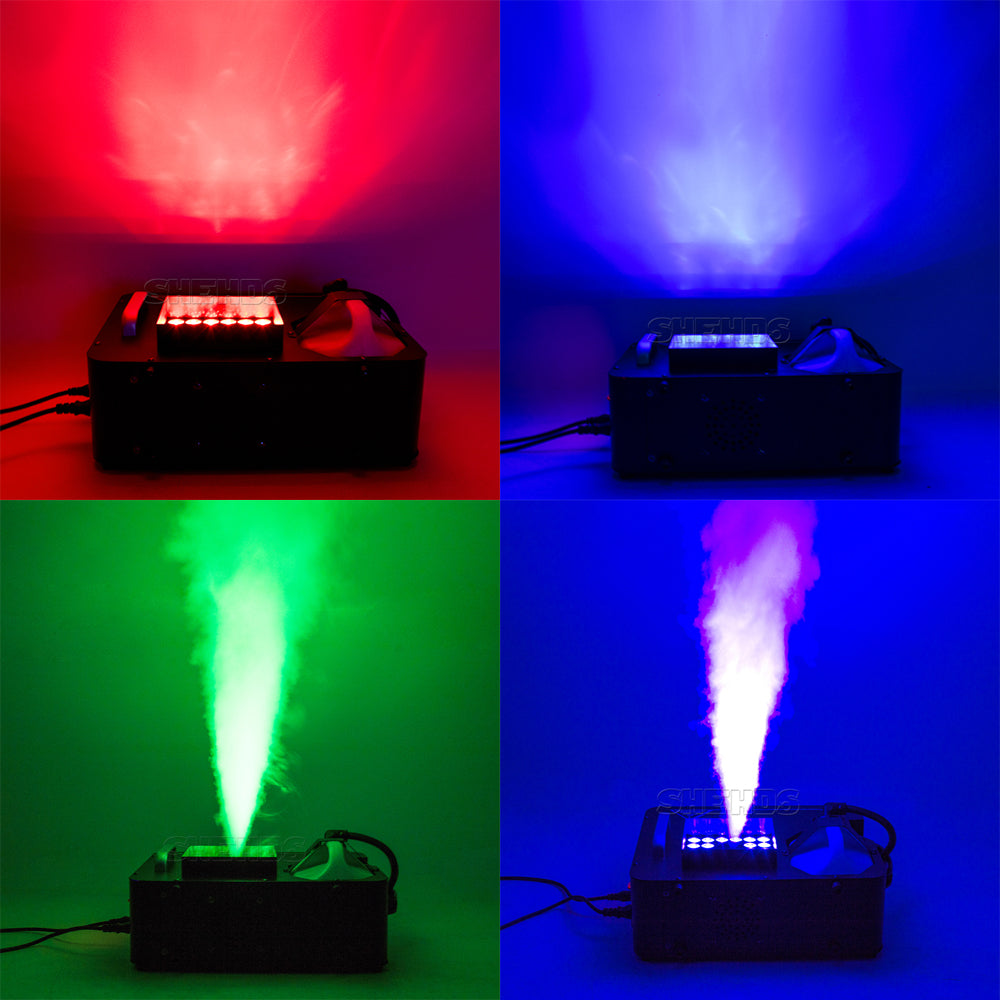 SHEHDS LED 24x9W RGB Somke Machine 1500W Power Fog Machine Good for Party Wedding Concert