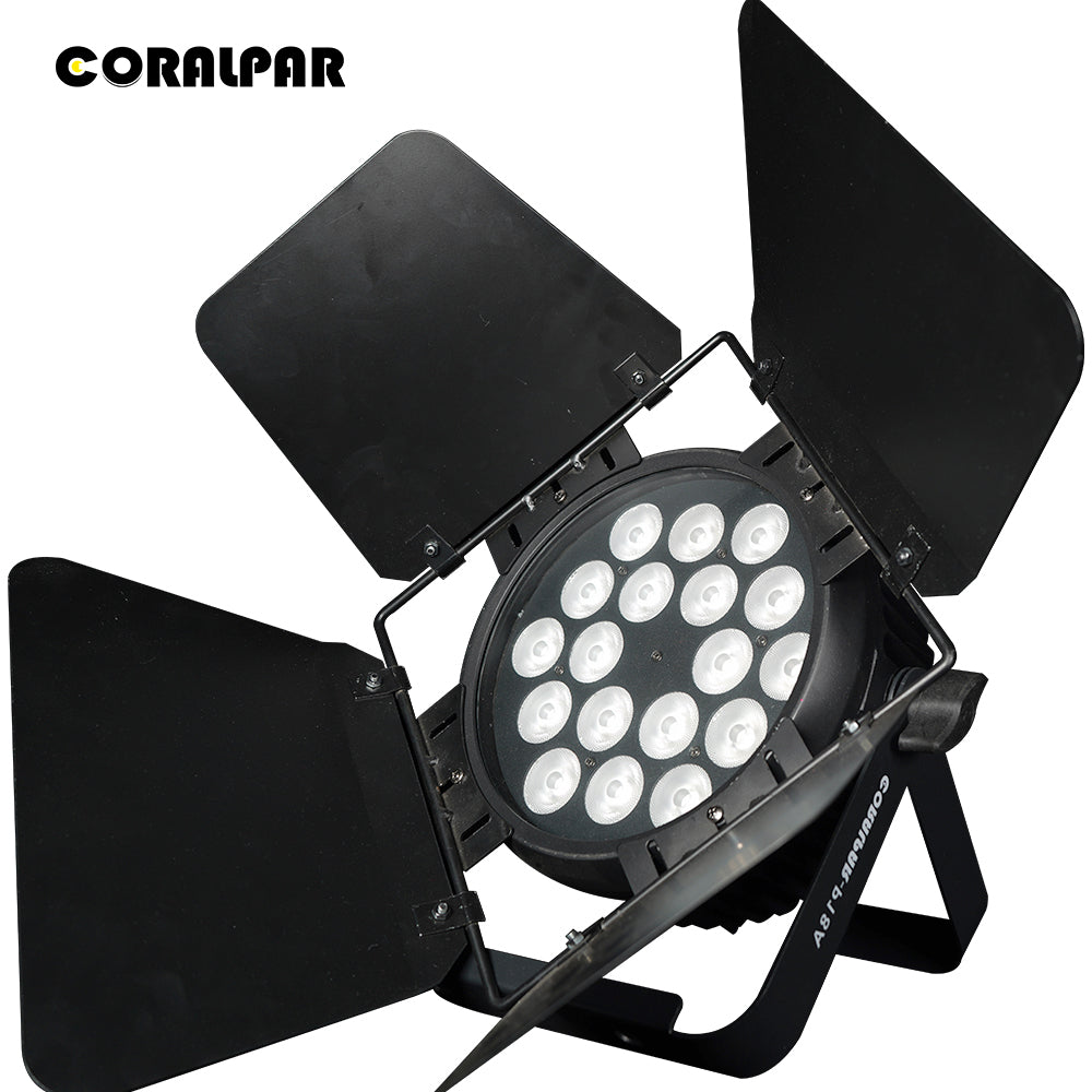 CoralPar New Waterproof Aluminum alloy LED Flat Par 18x12W RGBWA+UV Lighting Selected touchscreens with RDM function