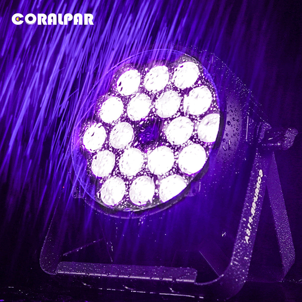 CoralPar New Waterproof Aluminum alloy LED Flat Par 18x12W RGBWA+UV Lighting Selected touchscreens with RDM function