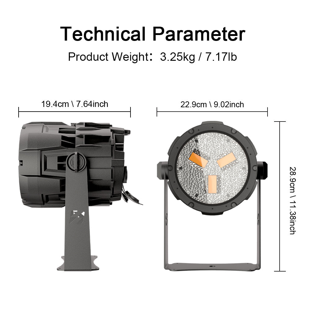 SHEHDS Waterproof 100W Retro Style Linkable LED Par Light with Mobile App Control