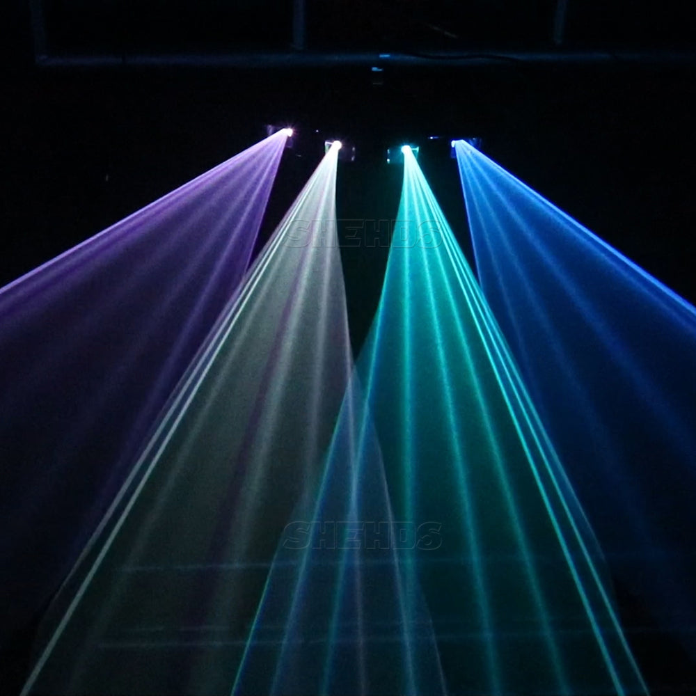 SHEHDS Laser Bar DMX 3D 4 Head RGB GOBO Scanner Line Disco DJ Projector Stage Effect Laser Light