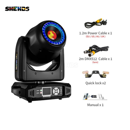 SHEHDS 8-Prism LED Spot 160W Gobo Lights With LED Ring and LCD Display Moving Head Lights Stage Effect Lighting For DJ Disco Stage Wedding Night Club