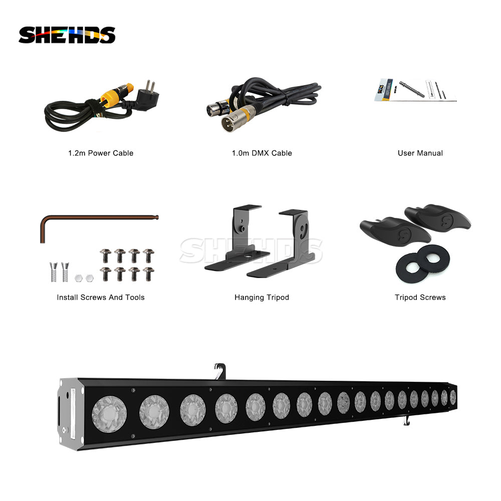 SHEHDS New Patchwork LED Wall Wash 18x18W RGBWA+UV Lighting Recirculating air path for heat dissipation Free Splicing