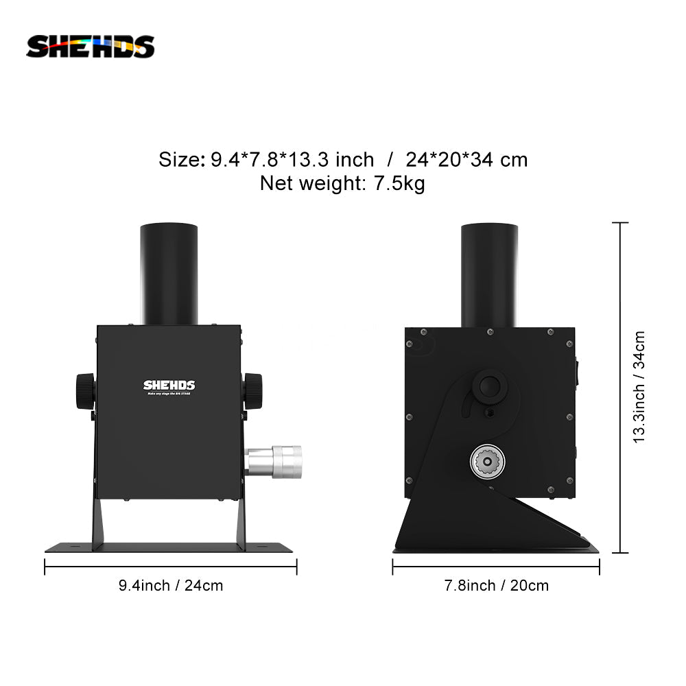 SHEHDS CO2 Jet Machine 12x3w LED RGB 3IN1 Light Cryo Carbon Dioxide Injector Adjustable 90 Degree Height 5-6M