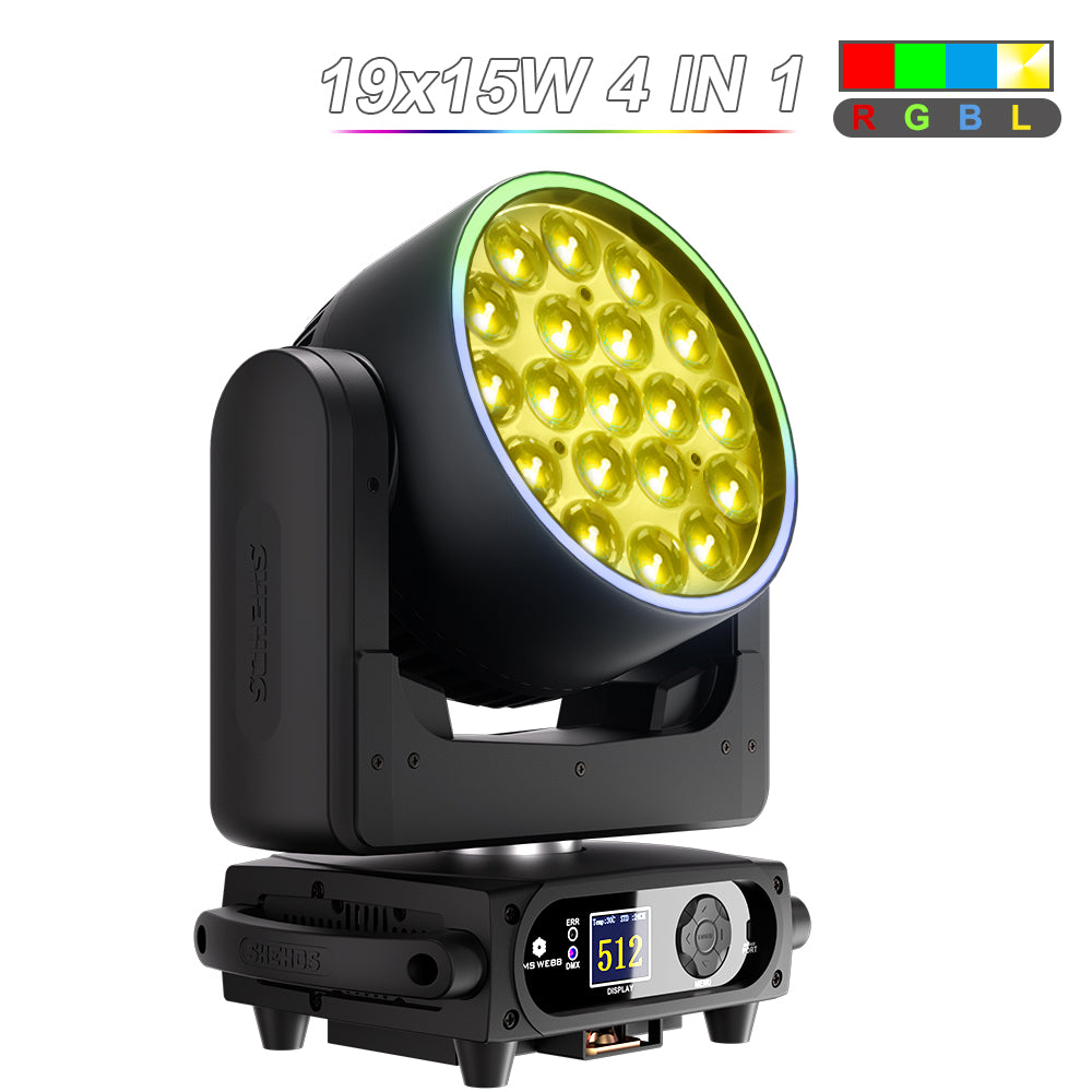 SHEHDS LED Moving Head Light 19x15W /20W/25W Beam Wash Zoom Stage Lighting