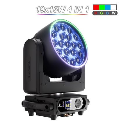 SHEHDS LED Moving Head Light 19x15W /20W/25W Beam Wash Zoom Stage Lighting