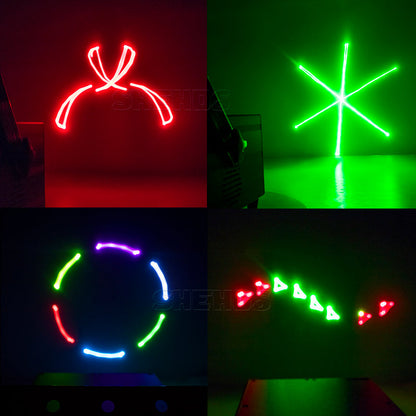 SHEHDS Full Color 3D Effect 3W RGB Laser Scanner Lights DJ Party Bar Projector Stage Lighting