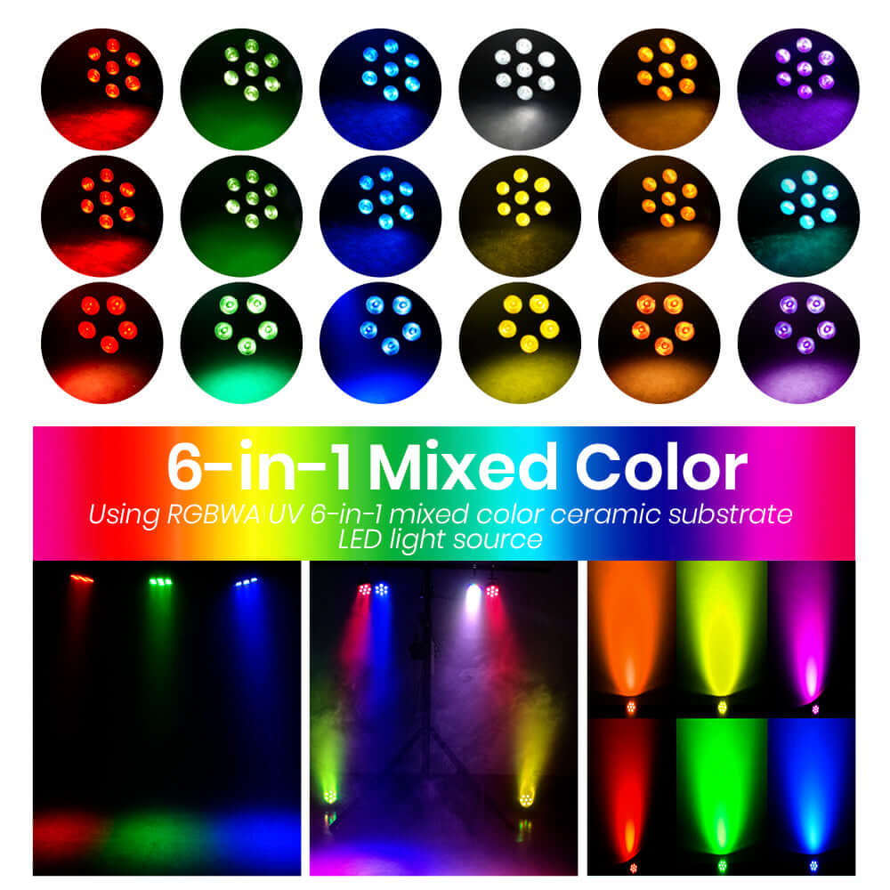 GlamoPar LED Lighting 7x12W RGBWA+UV&RGBLAC Color Mixing Intelligent Start stop Temperature Control For Wedding Concert