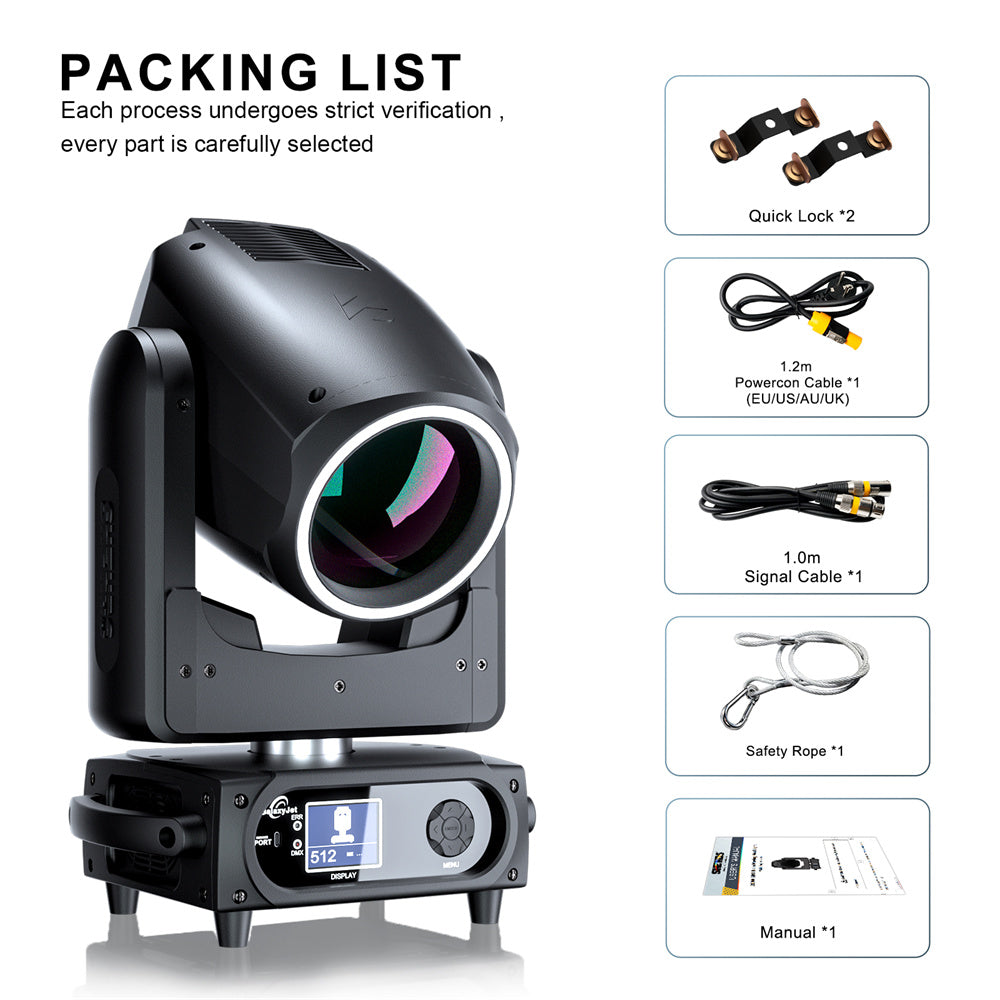 SHEHDS APP Control 230W 7R Beam & Spot Moving Head Light with Dual Prism