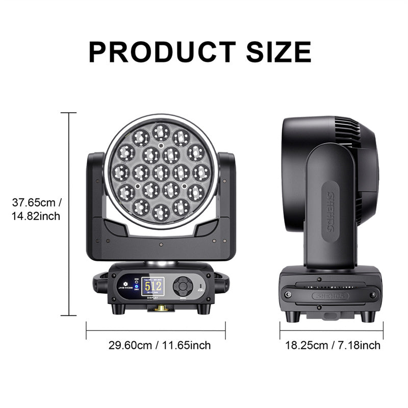SHEHDS APP Control 19 x Series LED Pixel Zoom Wash Moving Head Light