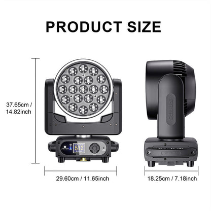 SHEHDS APP Control 19 x Series LED Pixel Zoom Wash Moving Head Light