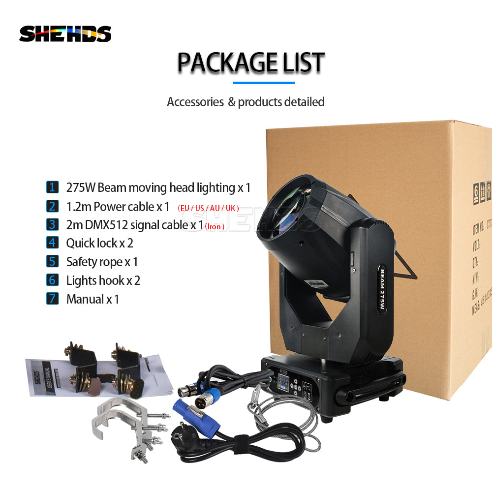 SHEHDS Beam 275W 10R Double Prisms DJ Light Moving Head Lights For Night Club Wedding Theater