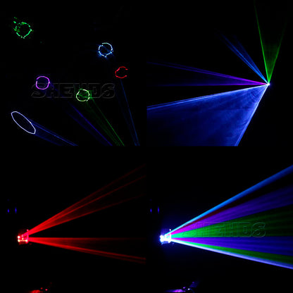 SHEHDS Full Color 3D Effect 3W RGB Laser Scanner Lights DJ Party Bar Projector Stage Lighting