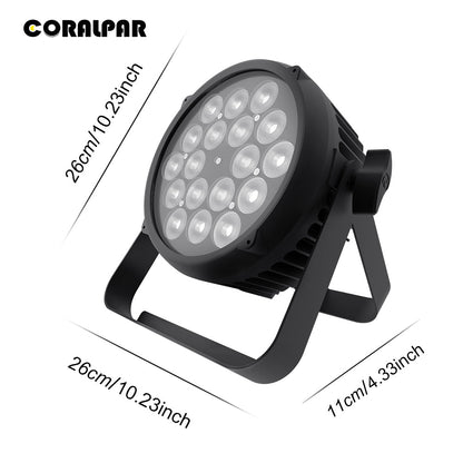 CoralPar New Waterproof Aluminum alloy LED Flat Par 18x12W RGBWA+UV Lighting Selected touchscreens with RDM function