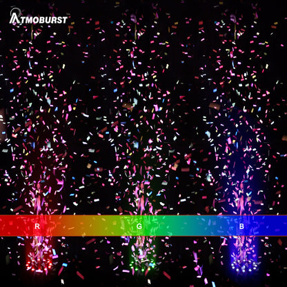 ATMOBURST 1500W Confetti Machine with LED 12x4W RGB Adjustable angle For Party