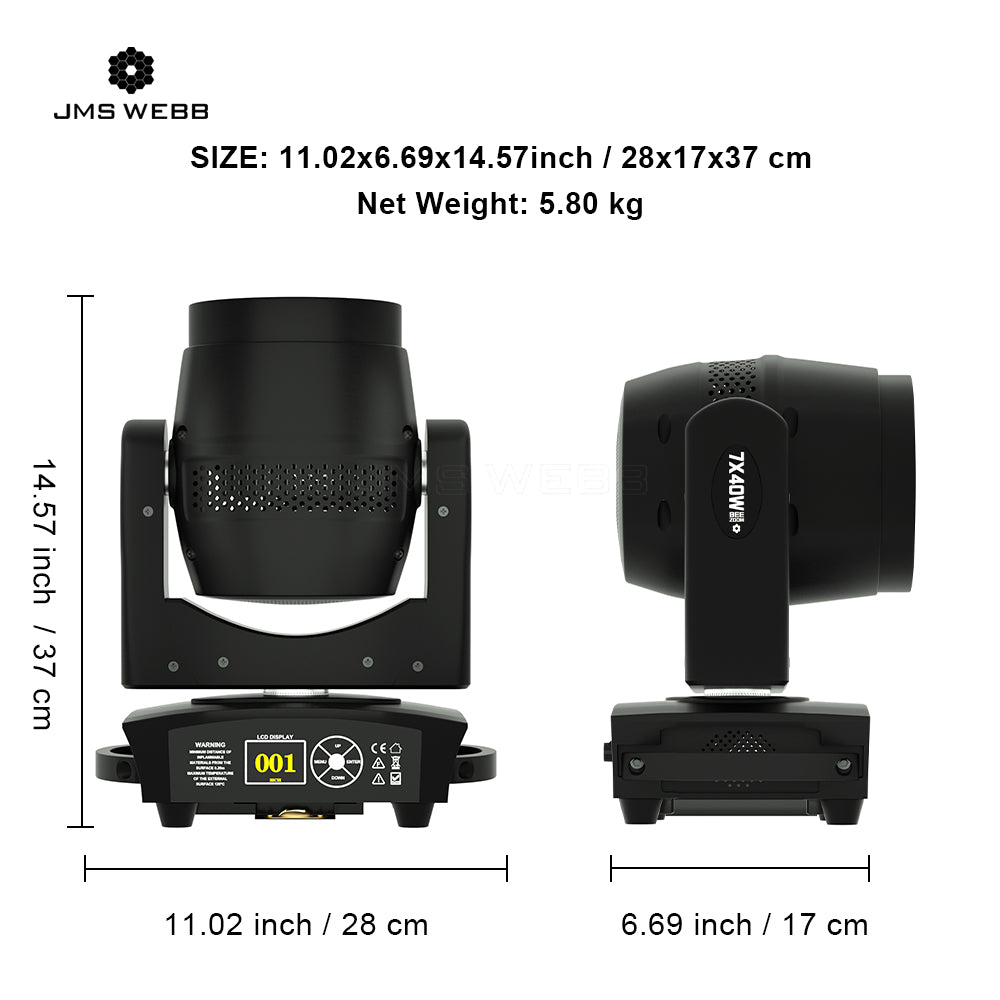 JMS WEBB LED WASH & ZOOM Small Bee Eye 7X40W RGBW Moving Head For DJ Club Disco Stage Wedding