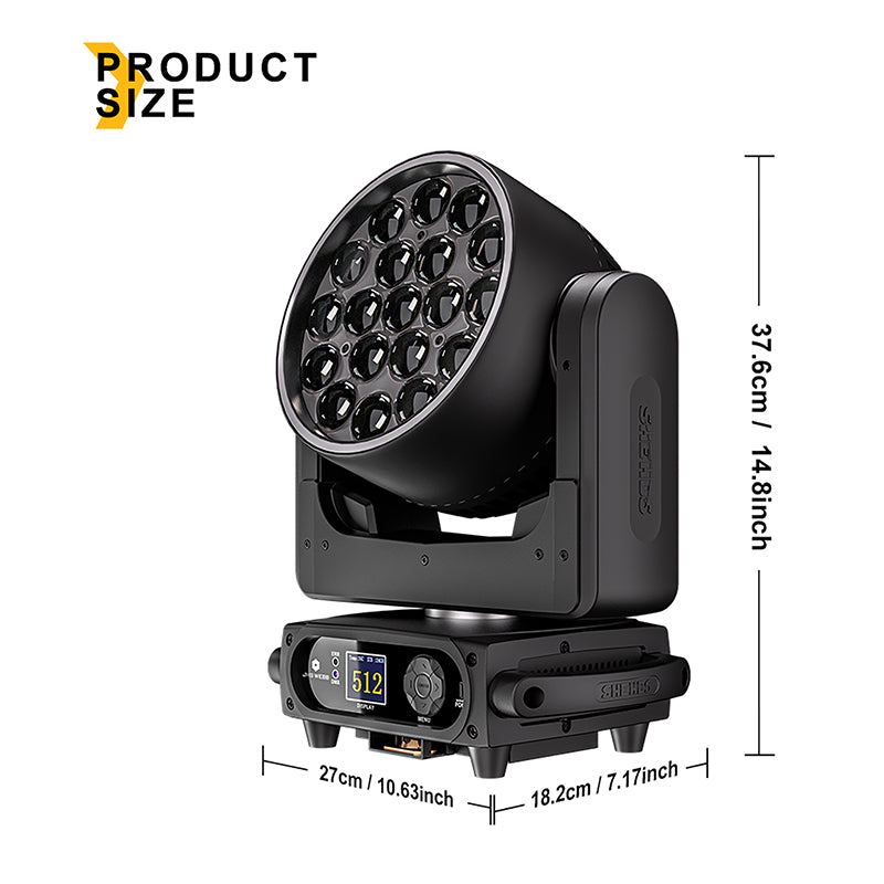 SHEHDS LED Moving Head Light 19x15W /20W/25W Beam Wash Zoom Stage Lighting