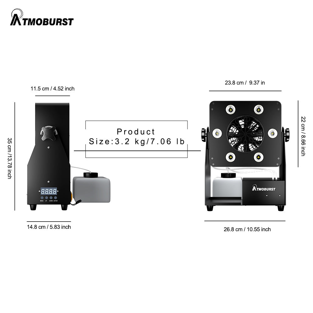 ATMOBURST 90W Bubble Machine with LED 6x4W RGBW Large Foam Output Adjustable Angle