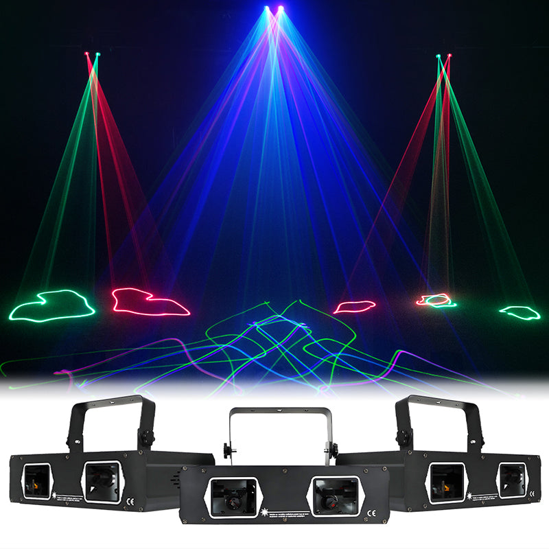 SHEHDS Laser Lamp 2 Head Laser RG & RGB Dual Hole Stage Effect DMX512 Lighting For Dance Floor And DJ Disco Party KTV Nightclub