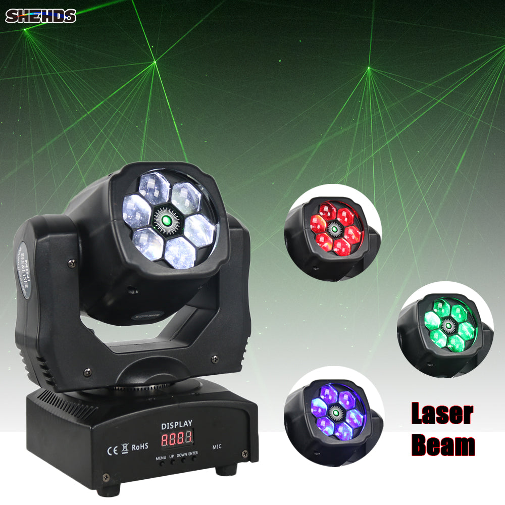 JMS WEBB 6x15W Laser+Beam RGBW Moving Head Light DJ Disco Stage Moving Head Lights