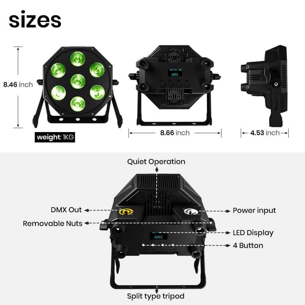 GlamoPar LED Lighting 7x12W RGBWA+UV&RGBLAC Color Mixing Intelligent Start stop Temperature Control For Wedding Concert