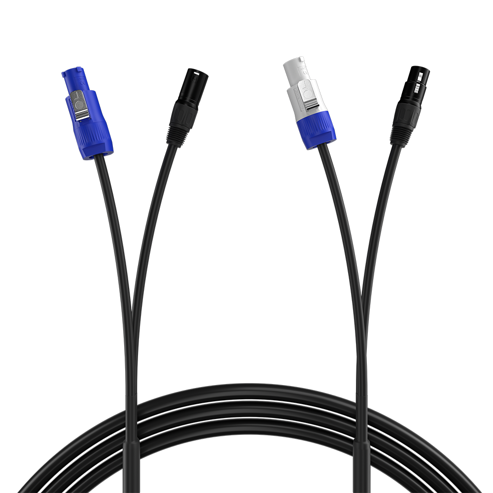 Hand in Hand Power Cables with Blue White Head and Rubber Signal Combo Cables