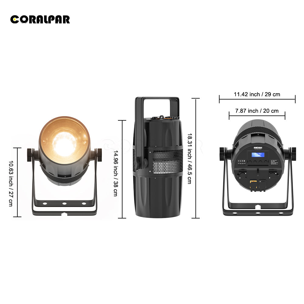 Waterproof LED Zoom&Wash Par 300W Cool&Warm White 2in1 Light（IP65) High Brightness for Church Theater Wedding CORALPAR