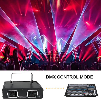 SHEHDS Laser Lamp 2 Head Laser RG & RGB Dual Hole Stage Effect DMX512 Lighting For Dance Floor And DJ Disco Party KTV Nightclub