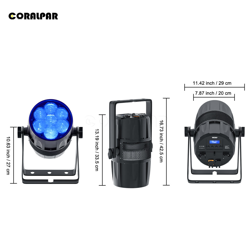 Waterproof LED Zoom&Wash Bee Eye Par 7x40W RGBW 4in1 Light （IP65）for Wedding Outdoor CORALPAR