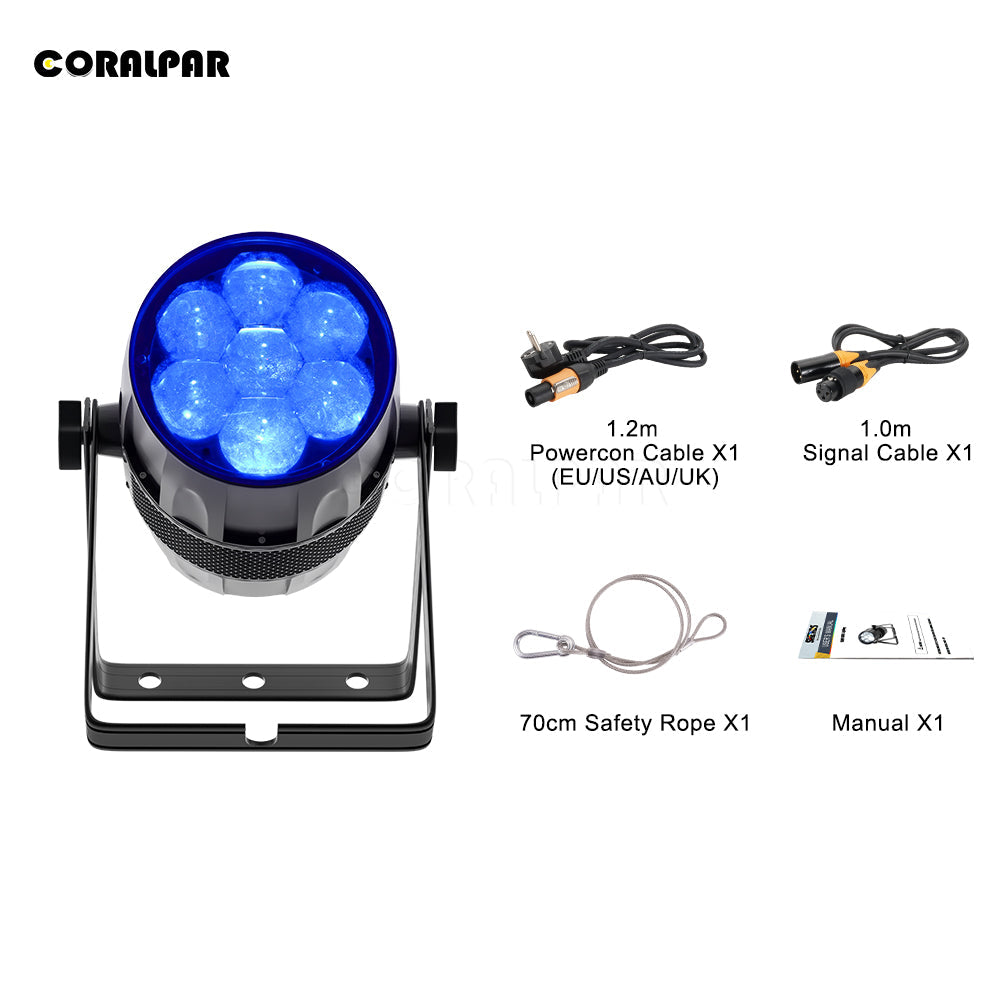 Waterproof LED Zoom&Wash Bee Eye Par 7x40W RGBW 4in1 Light （IP65）for Wedding Outdoor CORALPAR