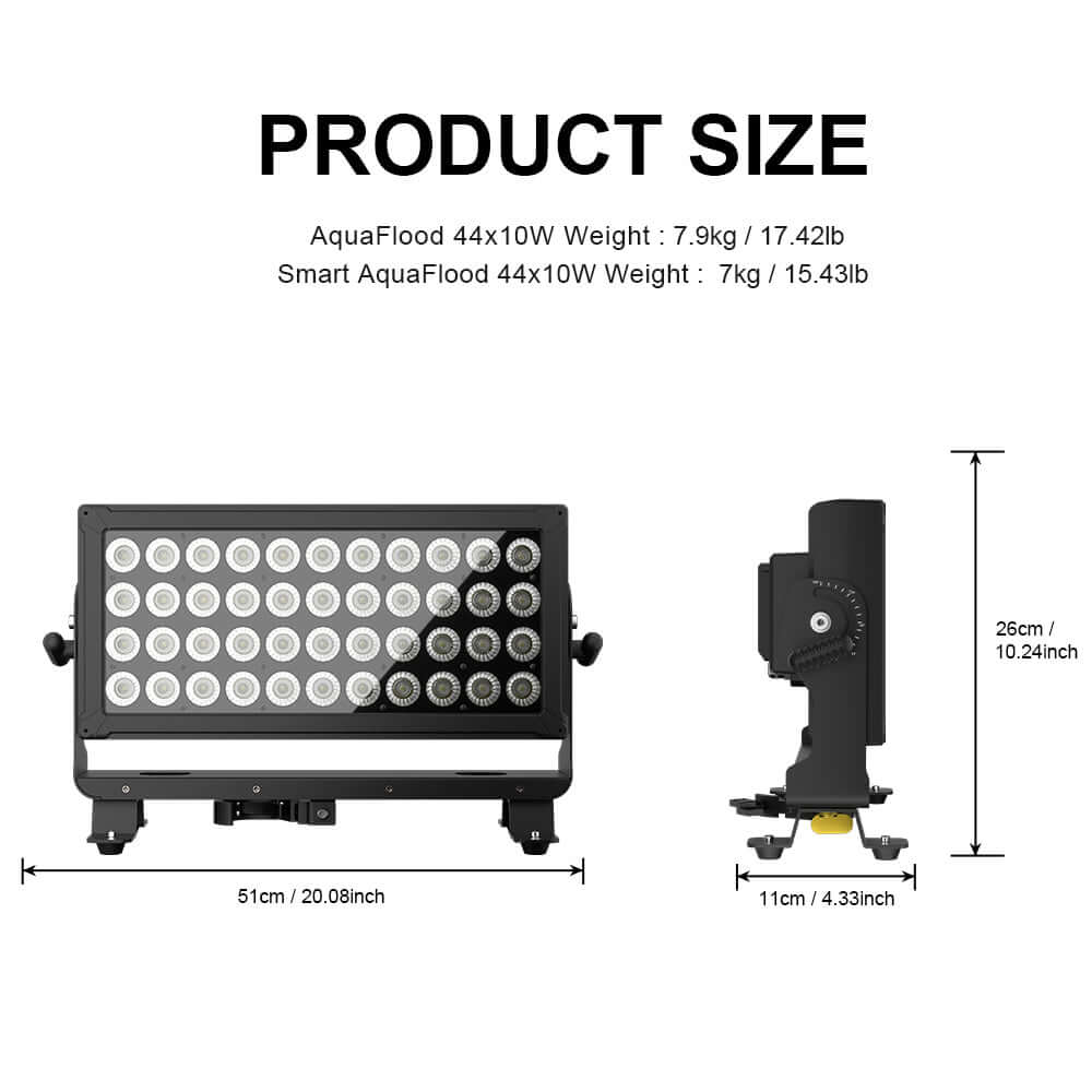 ShockCore Waterproof LED 44x10W RGBW Flood Light-Frost Lens Zero Noise Outdoor