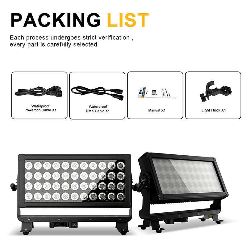 ShockCore Waterproof LED 44x10W RGBW Flood Light-Frost Lens Zero Noise Outdoor