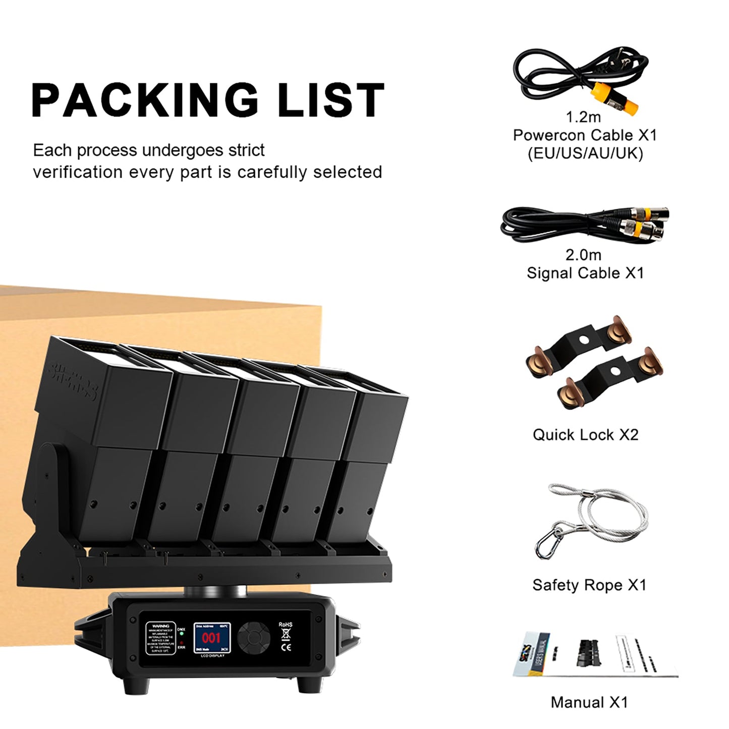 GalaxyJet LED Beam 5x60W RGBW 5 Moving Head Wave Bar Light Matrix Lighting For DJ Club Party