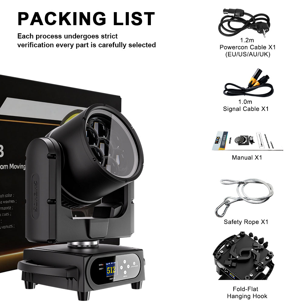 JMS WEBB Waterproof 7x40W LED Moving Head Light Beam Wash Zoom Stage Lighting