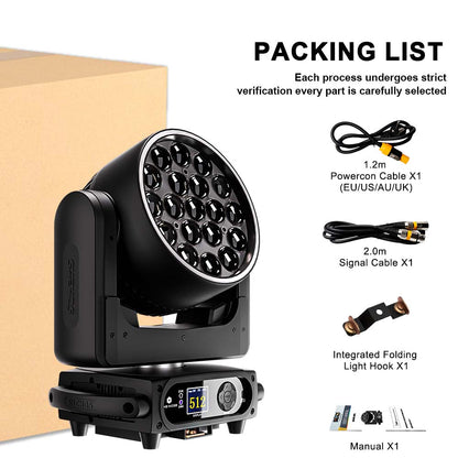 SHEHDS LED Moving Head Light 19x15W /20W/25W Beam Wash Zoom Stage Lighting