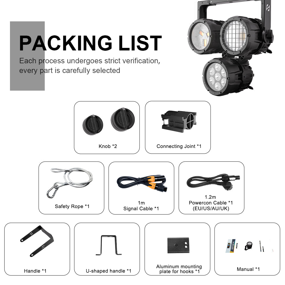 SHEHDS Waterproof 150W RGBLAC COB Linkable Par Light with App Control