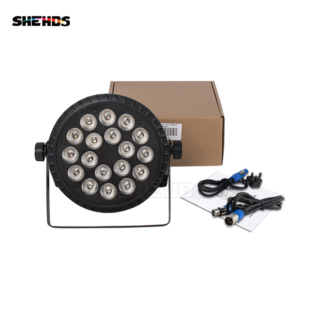 SHEHDS Aluminum Alloy LED Flat Par 18x18W Lighting DJ Par Cans Dmx 512 Light Wash Stage Lighting for Church