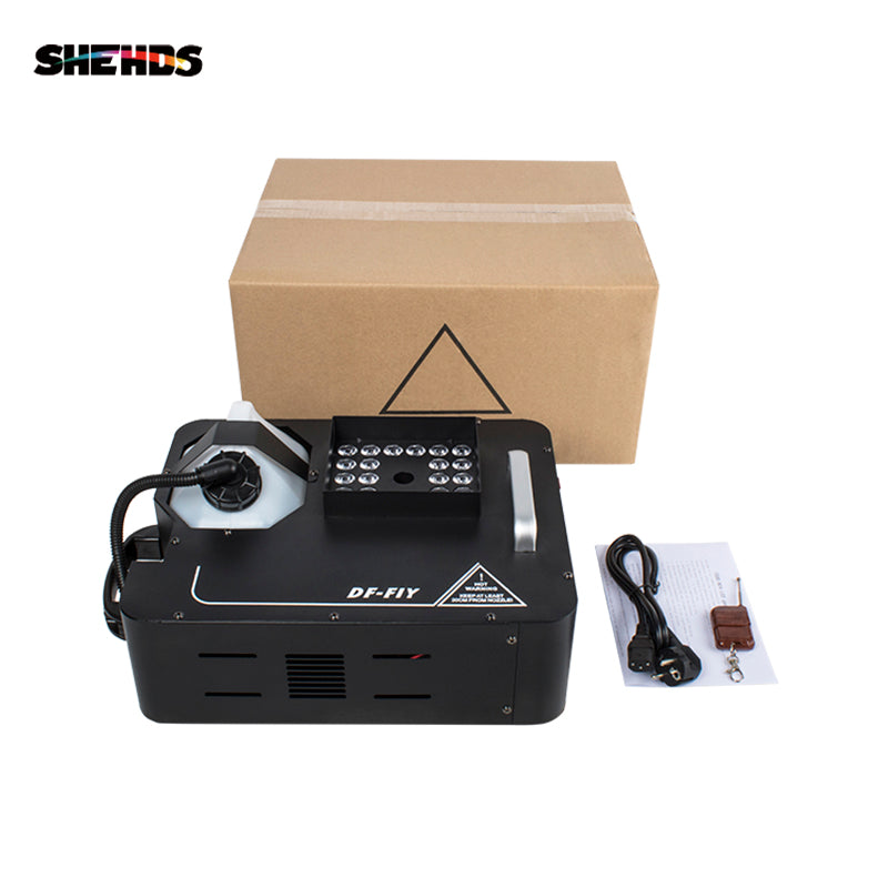 SHEHDS LED 24x9W RGB Somke Machine 1500W Power Fog Machine Good for Party Wedding Concert