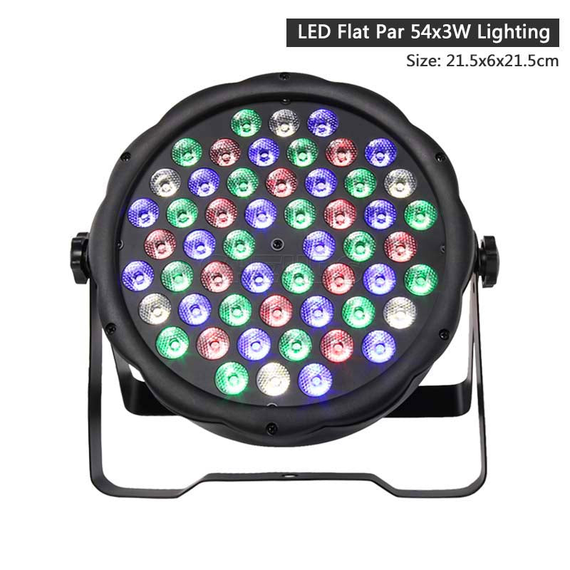 Silent Slim Par LED 54x3W RGBW LED Flat Par Color Mixing Wash Light Stage Uplighting DMX512 for Club Bar Disco DJ