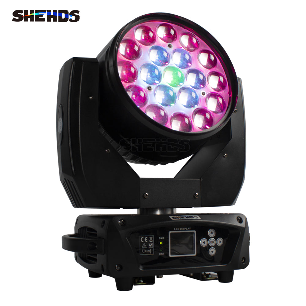 LED Moving Head 19x15W RGBW Wash/Zoom Stage Lights for Church Theater