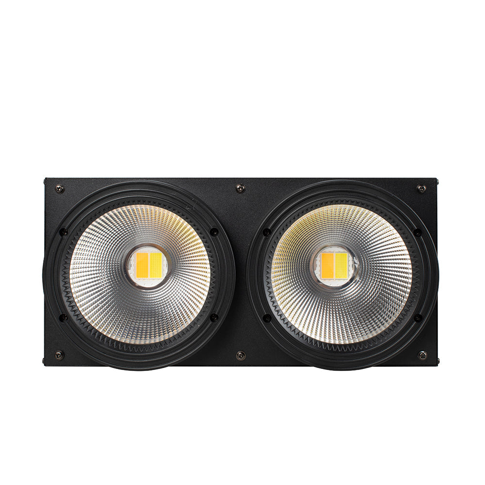 SHEHDS 2eyes 200W LED COB Blinder Cool White + Warm White Lighting for Church Theater Performance Stage