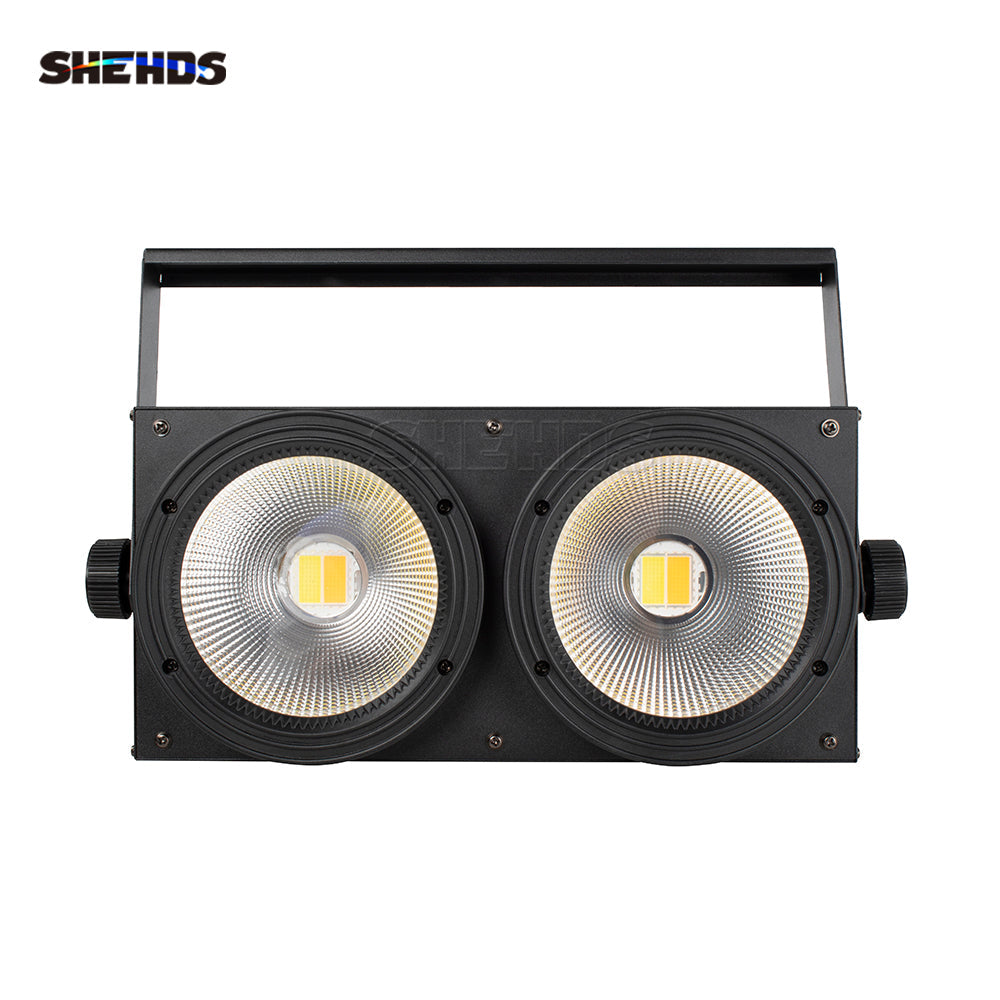 SHEHDS 2eyes 200W LED COB Blinder Cool White + Warm White Lighting for Church Theater Performance Stage