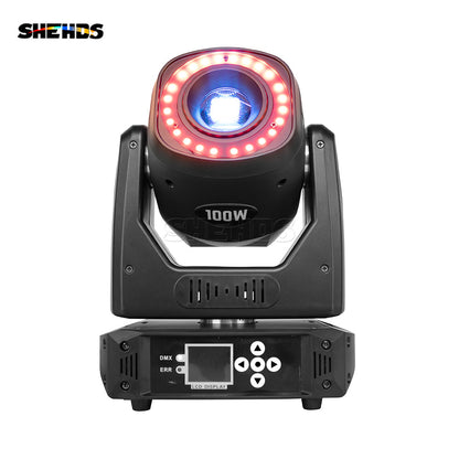 (6-Prism) LED Spot 100W Gobo Lights With LED Ring and LCD Display Moving Head Stage Effect Lighting DJ Disco