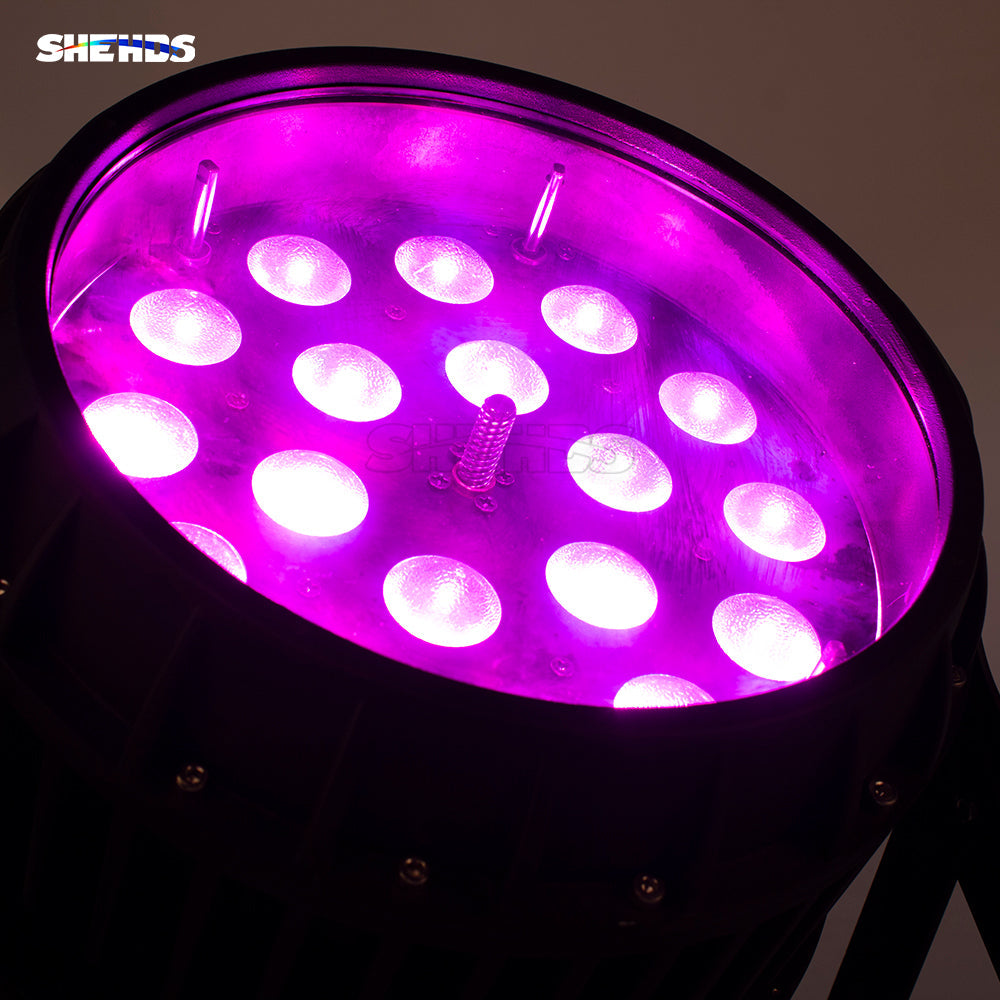 SHEHDS IP65 Waterproof LED Zoom Par Light 18x18W 6in1 RGBWA+UV Outdoor Performace Stage DJ Club