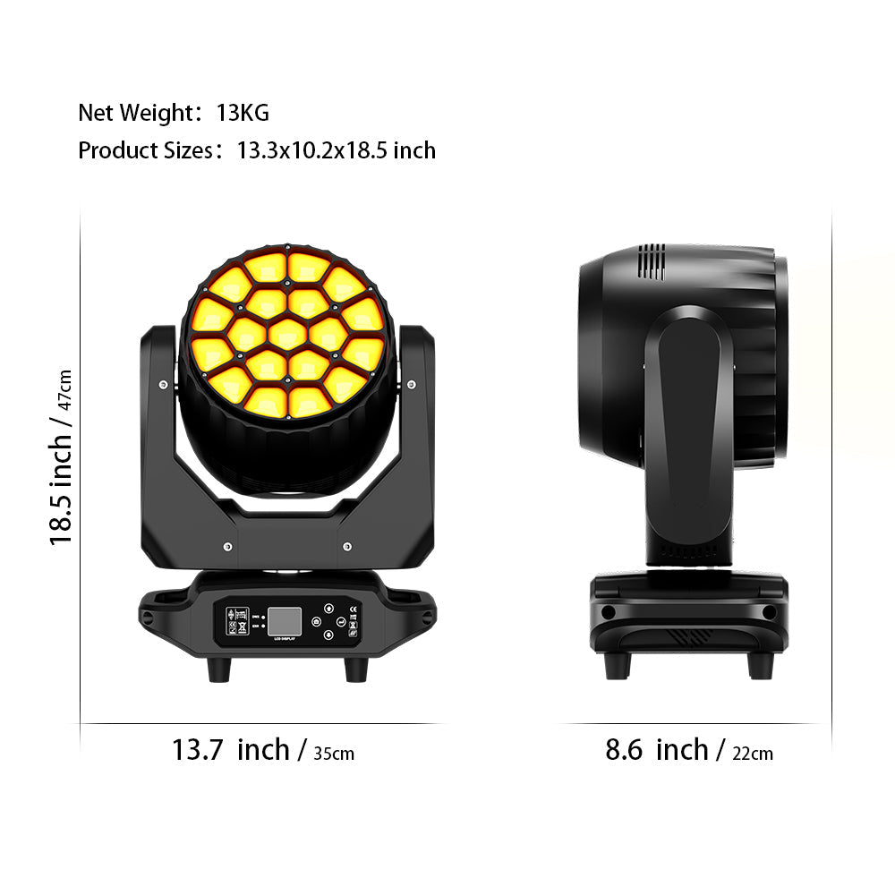 JMS WEBB LED Wash Big Bee Eye 19x20W & 19x40W RGBW Moving Head Light for Church Wedding Concert Theater Performance Stage