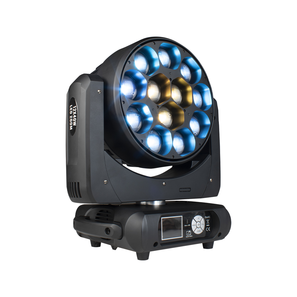 JMS WEBB LED Beam/Wash Bee Eye 12x40w RGBW Moving Head DJ Disco Stage Moving Head Lights Stage for Church Theater